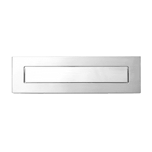 Architectural composite door letterplate in a chrome finish