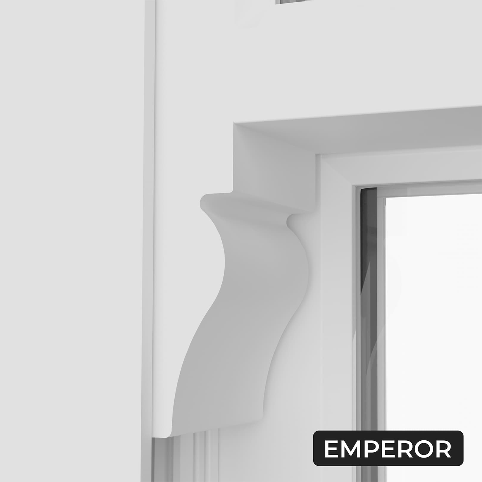 A sash window corner with an Emperor-style horn