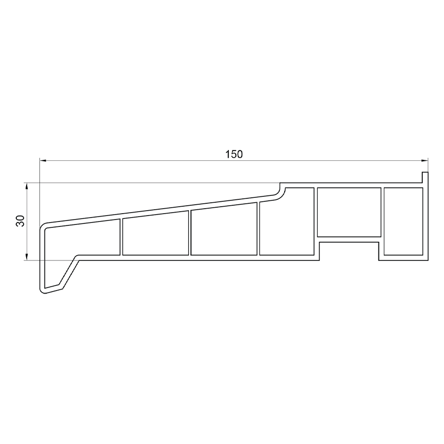 Cross-section of a 150mm window cill
