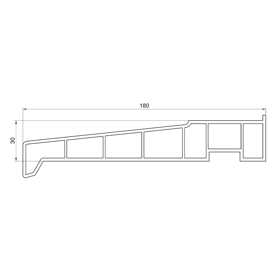 Cross-section of a 180mm window cill