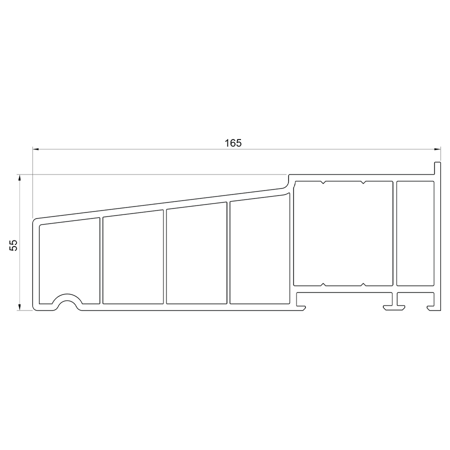Cross-section of the Radlington 165mm block-style window cill